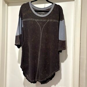 Free People Oversized Color Block Patchwork Exposed Seam Top We the Free Cozy